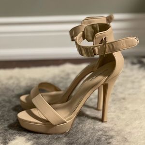Faux Leather, Gold Heels. Size 8.5